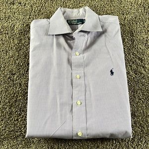 Polo Ralph Lauren 16 32/33 purple blue gingham shirt; slight wear on the collar